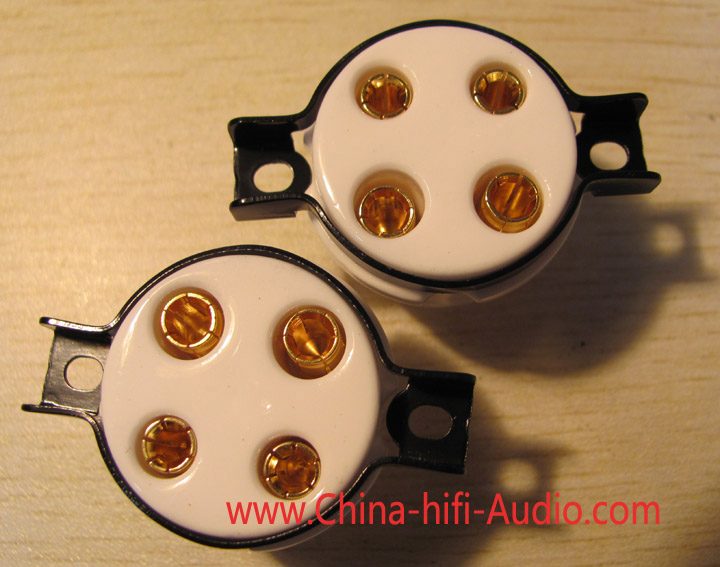 4 pins gold-plate tube socket ceramics mount for 300B 2A3 5Z3P - Click Image to Close